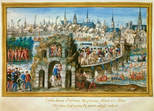 Watershows georganiseerd door de stad Rouen ter gelegenheid van de koninklijke intocht van koning Hendrik II en Catharina de