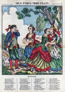 Wij waren drie meisjes. Drie meisjes spelen met een herder en maken hem ongemakkelijk. (Chants et chansons populaire de la France) Imagine d