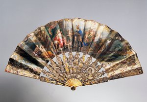 Bruidswaaier met afbeelding van David die zijn kroon overhandigt aan Bathseba, Louis XVI stijl ribben door French School