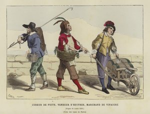 Puttenreiniger, oesterventer en azijnverkoper, bewind van Lodewijk XIII van Frankrijk, 17e eeuw door French School