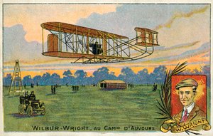 Wilbur Wright maakt een vlucht op het Camp d
