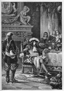 Willem III van Oranje ontvangt het nieuws van de geboorte van de Prins van Wales - Willem III (1650-1702) ontvangt het nieuws van de geboorte van de Prins van Wales - Nieuws voor Willem III - gravure uit 