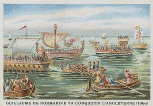 Willem de Veroveraar op weg om Engeland te veroveren, 1066 door French School