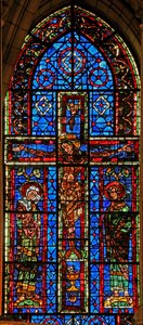 Raam 100 met de Kruisiging met de Maagd Maria en St. Johannes door French School