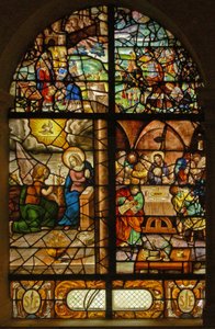 Raam Charnier-12 met Melchisedek, Annunciatie, Laatste Avondmaal
