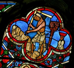 Raam Ew met de Arbeid van de Maanden: Augustus