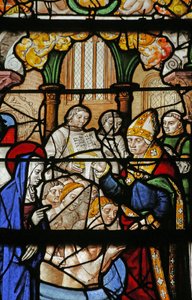 Raam met Sint Maria Magdalena: de graaf van Provence en zijn vrouw worden gedoopt door French School
