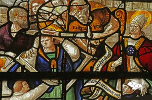 Raam met afbeelding van de moord op Sint Thomas Becket
