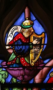 Raam met afbeelding van de Boom van Jesse: David met Harp door French School