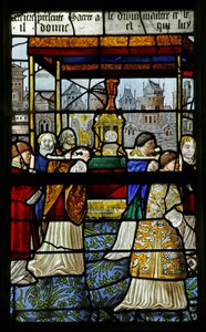 Raam met een processie van het Heilig Sacrament, (detail), 1530 door French School