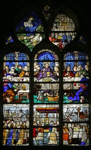 Raam met het Laatste Avondmaal en de processie van het Heilig Sacrament, 1530