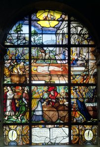 Raam met afbeelding van de Mystieke Wijnpers, 1612-22 door French School