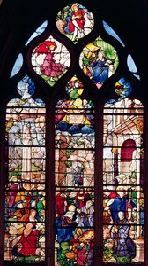 Raam met de Geboorte van Christus door French School