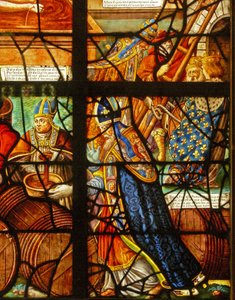 Raam in het Charnier (w.11) met een detail van de Mystieke Wijnpers