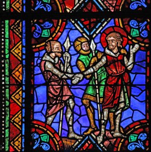 Raam w06 met het verhaal van St. Julianus van Brioude - St. Ferreol, een vriend van Julianus, die stierf tijdens de vervolgingen van Diocletianus, wordt gearresteerd door French School