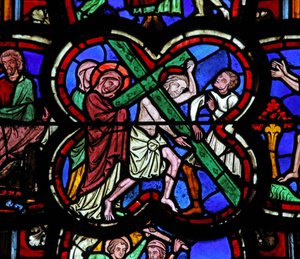 Raam w0 met de Via Crucis door French School