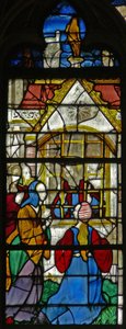 Raam w119 met een scène uit het leven van St. Thomas: St. Thomas in de gevangenis wordt bezocht door prinses Migdomie; Venetiaans glas