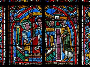 Raam w125 met Christus bezoekt St. Catharina in de gevangenis door French School