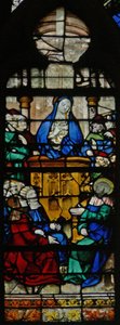 Raam w125 met een scène uit het leven van St. Maria Magdalena - de heilige die predikt door French School