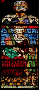 Raam w132 met St. Anna, Maria en Christus door French School