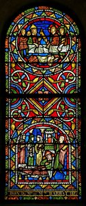 Raam w13 gegeven aan de kerk in de 19e eeuw, deze twee panelen dateren uit het begin van de 13e eeuw en zijn het oudste glas in Chalons