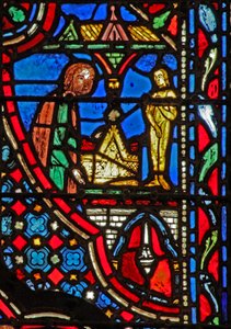 Raam w14 de Ark van het Verbond in de Dagon tempel (en afgodsbeeld) I Sam V 2