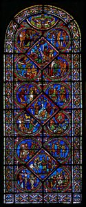 Raam w15 met het Barmhartige Samaritaan raam door French School