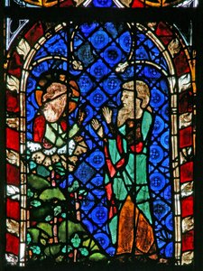 Venster w17 met God instrueert Noach om de ark te bouwen door French School