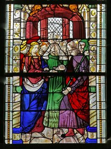 Raam w1 met het huwelijk van de Maagd Maria door French School