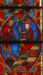 Raam met St. Maurice voor keizer Diocletian door French School