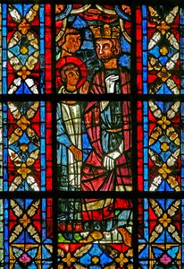 Raam w209 met St. Savinien voor Aurelianus door French School