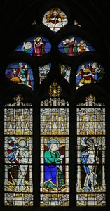 Raam w209 met St. Sebastian en de ongeloof van St. Thomas door French School