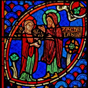 Raam w20 met Zacharias en Elizabeth, de ouders van St. Johannes de Doper