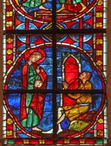 Raam w210 met St. Jacobus bekeert Philetus door French School