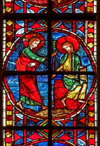 Raam w210 met St. Jacobus met Christus door French School