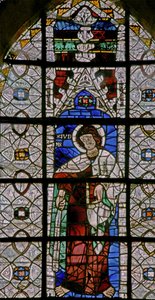 Raam w227 met St. Judas Iskariot (een zeldzame afbeelding van Judas als heilige) door French School