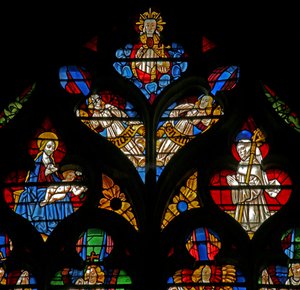 Raam w232 met God, de Maagd en Kind, St. Bernardus door French School