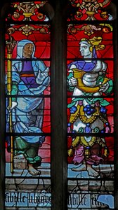 Raam w323 met de Cimmerische en Libische Sibyllen door French School
