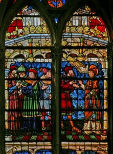 Raam w32 met St. Stefanus in discussie met de wetgeleerden door French School