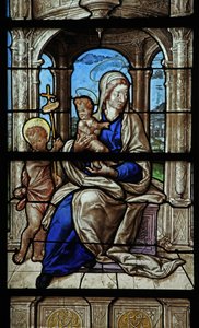 Raam w32 met de Maagd en Kind en St. Johannes de Doper