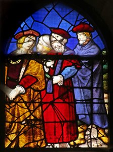 Raam w38 met omstanders bij de opwekking van Lazarus door French School