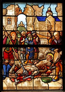 Raam w46 met het martelaarschap van St. Laurentius