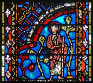 Raam w53 met afbeelding van St. Johannes de Doper vertrekt naar de woestijn door French School