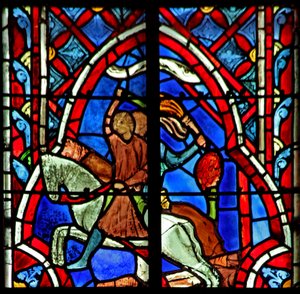 Raam w5 de Straf van de ambtenaren van Sukkot. Rechters VIII:1-17 door French School