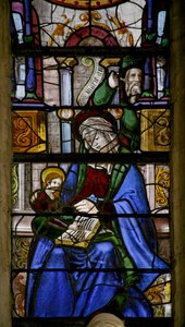 Raam met St. Anna die de Maagd leert lezen