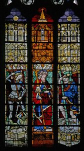 Raam w8 met St. Michael, St. Jacobus en St. Christoffel door French School