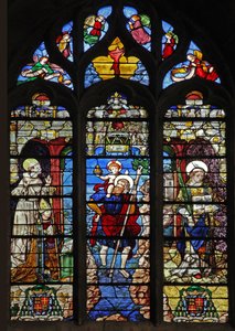 Raam w9 met afbeelding van St. Franciscus, St. Christoffel, St. Stefanus door French School