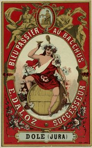 Wijnetiket met afbeelding van Bacchus door French School