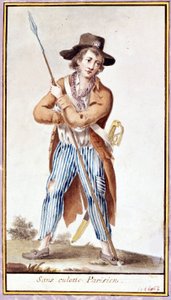 Zonder Parijse onderbroek. Aquarel uit de tijd van de Franse Revolutie door French School