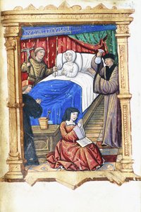 Vrouw in een sterfbedscène met Johannes de Doper, ca. 1475-1500 door French School